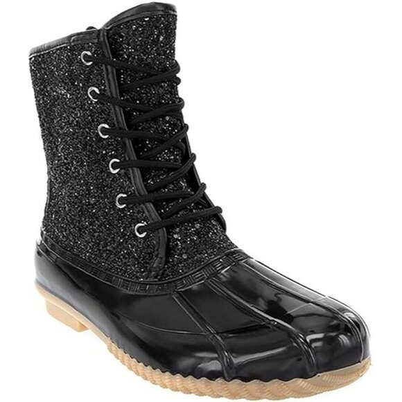 Sugar Women's Skylar Glitter Duck Boots - Black Glitter - Picture 1 of 3